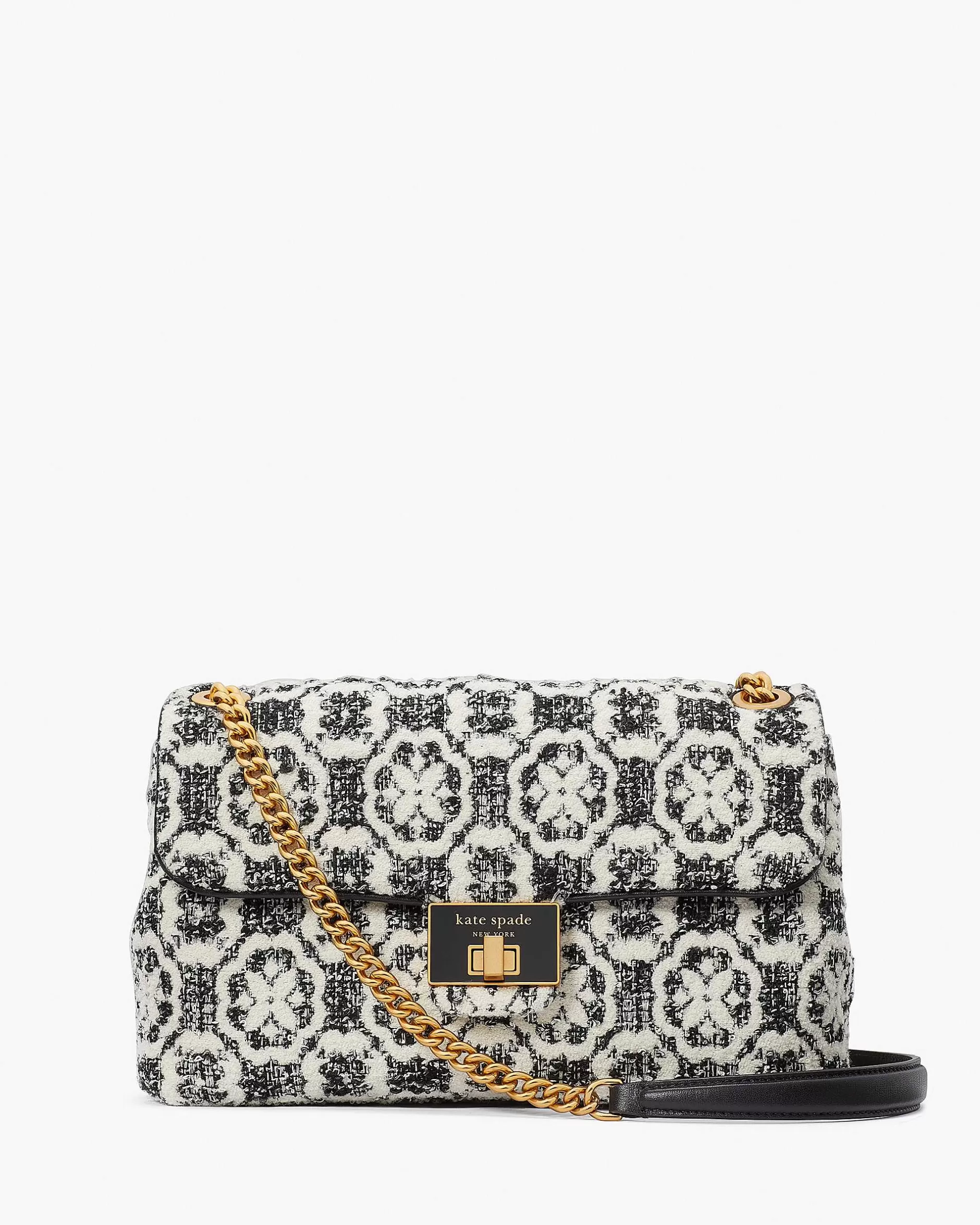 Evelyn Spade Flower Monogram Tweed Medium Convertible Shoulder Bag^Kate Spade Fashion