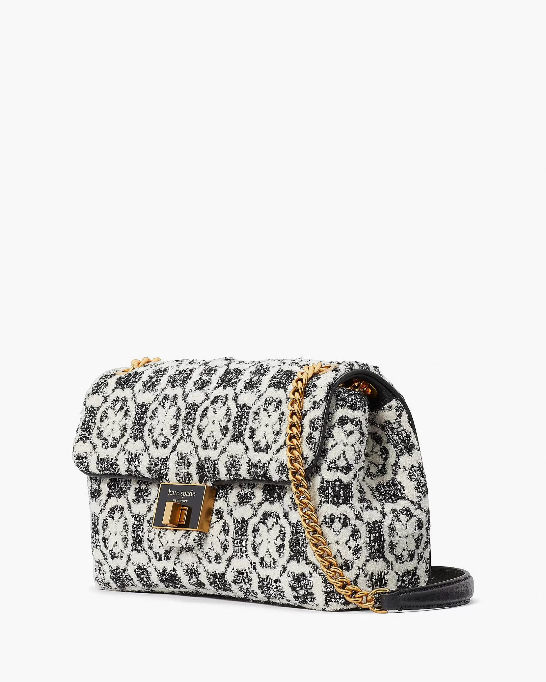 Evelyn Spade Flower Monogram Tweed Medium Convertible Shoulder Bag^Kate Spade Fashion